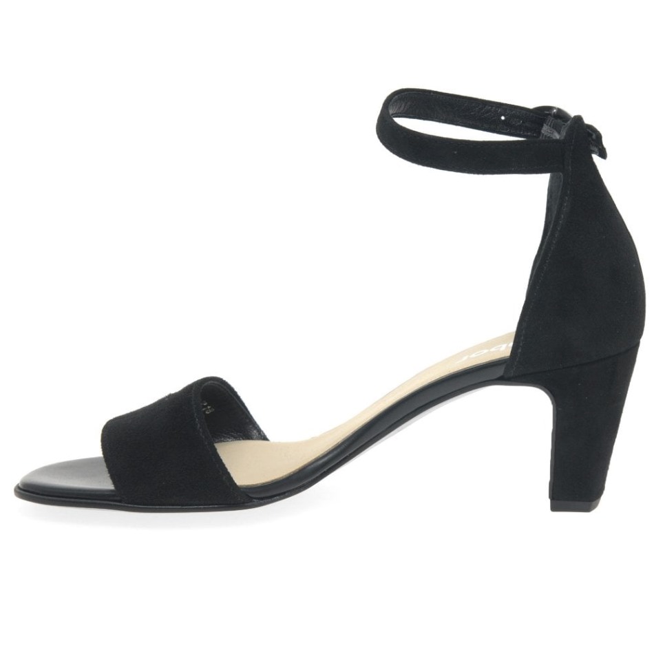 Sandales à Talons Hauts Pour Femmes Licorne Gabor En Daim Noir | Exclusif